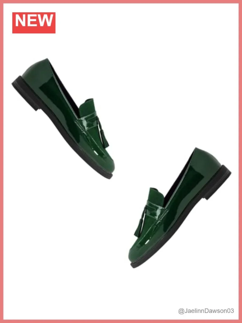 Women Chunky Heel Tassel Loafers Patent Microfiber Slip On Fringe Round Toe